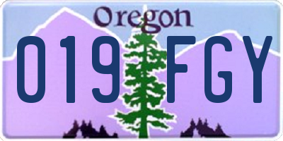 OR license plate 019FGY