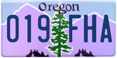 OR license plate 019FHA