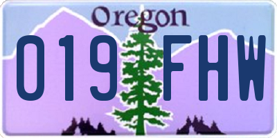 OR license plate 019FHW