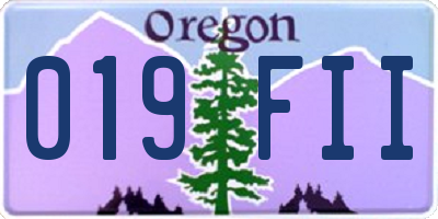 OR license plate 019FII