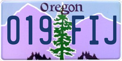 OR license plate 019FIJ