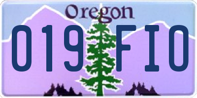 OR license plate 019FIO