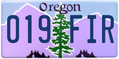OR license plate 019FIR