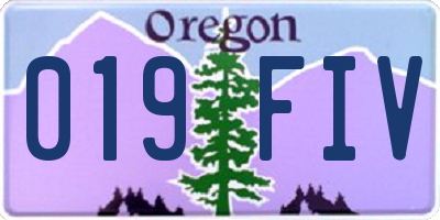 OR license plate 019FIV