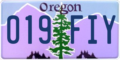 OR license plate 019FIY