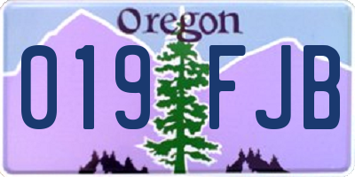 OR license plate 019FJB