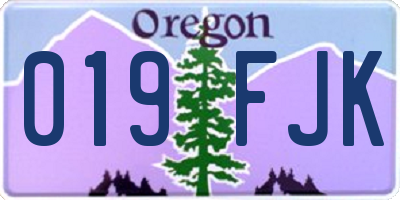 OR license plate 019FJK
