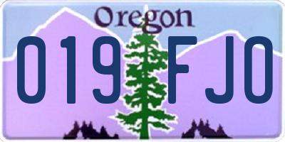 OR license plate 019FJO