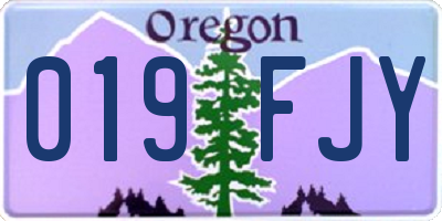 OR license plate 019FJY