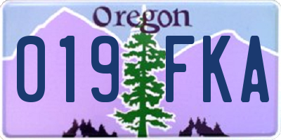 OR license plate 019FKA