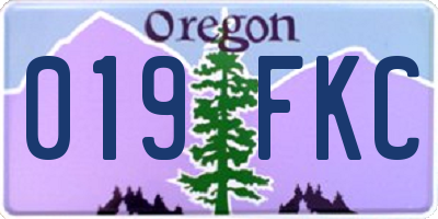 OR license plate 019FKC