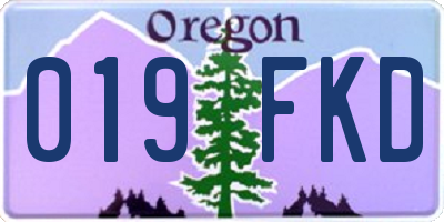 OR license plate 019FKD