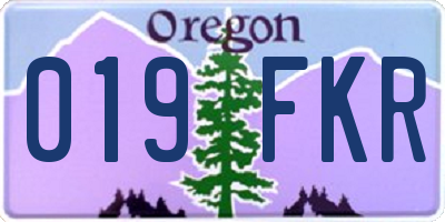 OR license plate 019FKR