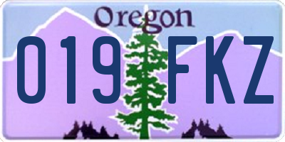 OR license plate 019FKZ
