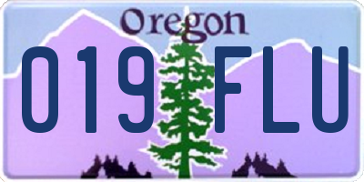 OR license plate 019FLU