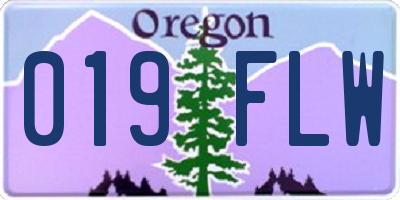 OR license plate 019FLW