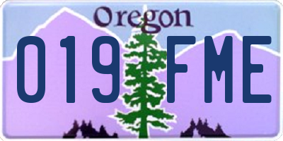 OR license plate 019FME