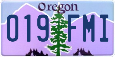 OR license plate 019FMI