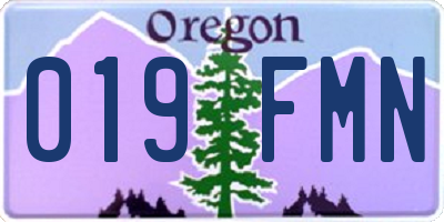 OR license plate 019FMN