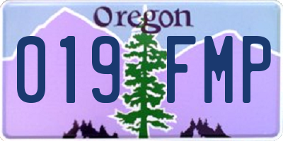 OR license plate 019FMP