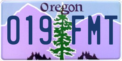 OR license plate 019FMT