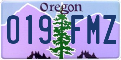 OR license plate 019FMZ