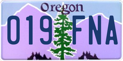 OR license plate 019FNA