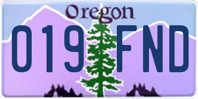 OR license plate 019FND