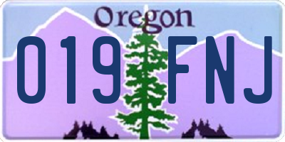 OR license plate 019FNJ