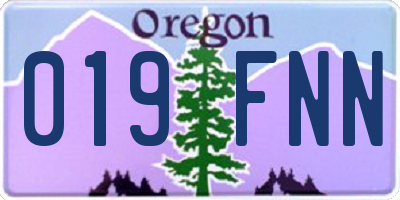 OR license plate 019FNN