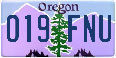 OR license plate 019FNU
