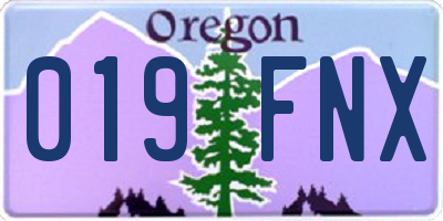 OR license plate 019FNX