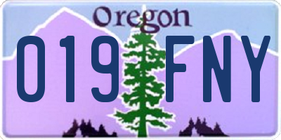 OR license plate 019FNY