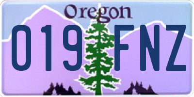 OR license plate 019FNZ
