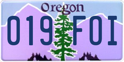 OR license plate 019FOI