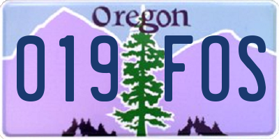 OR license plate 019FOS