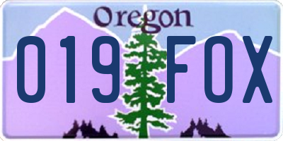 OR license plate 019FOX