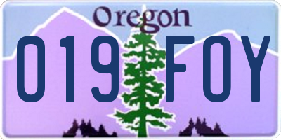 OR license plate 019FOY