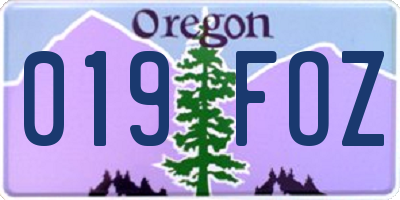 OR license plate 019FOZ