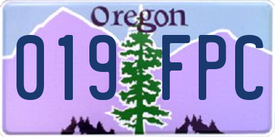 OR license plate 019FPC