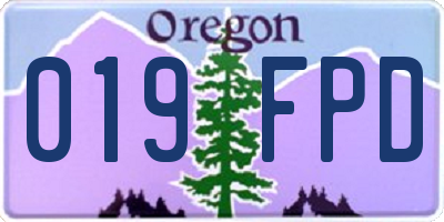OR license plate 019FPD
