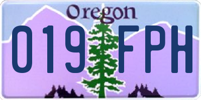 OR license plate 019FPH
