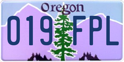 OR license plate 019FPL