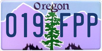 OR license plate 019FPP