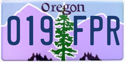 OR license plate 019FPR