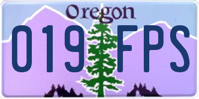 OR license plate 019FPS