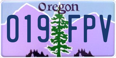 OR license plate 019FPV