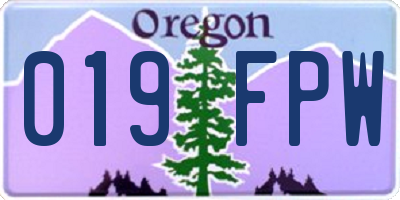 OR license plate 019FPW
