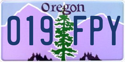 OR license plate 019FPY