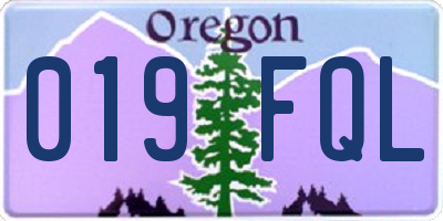 OR license plate 019FQL